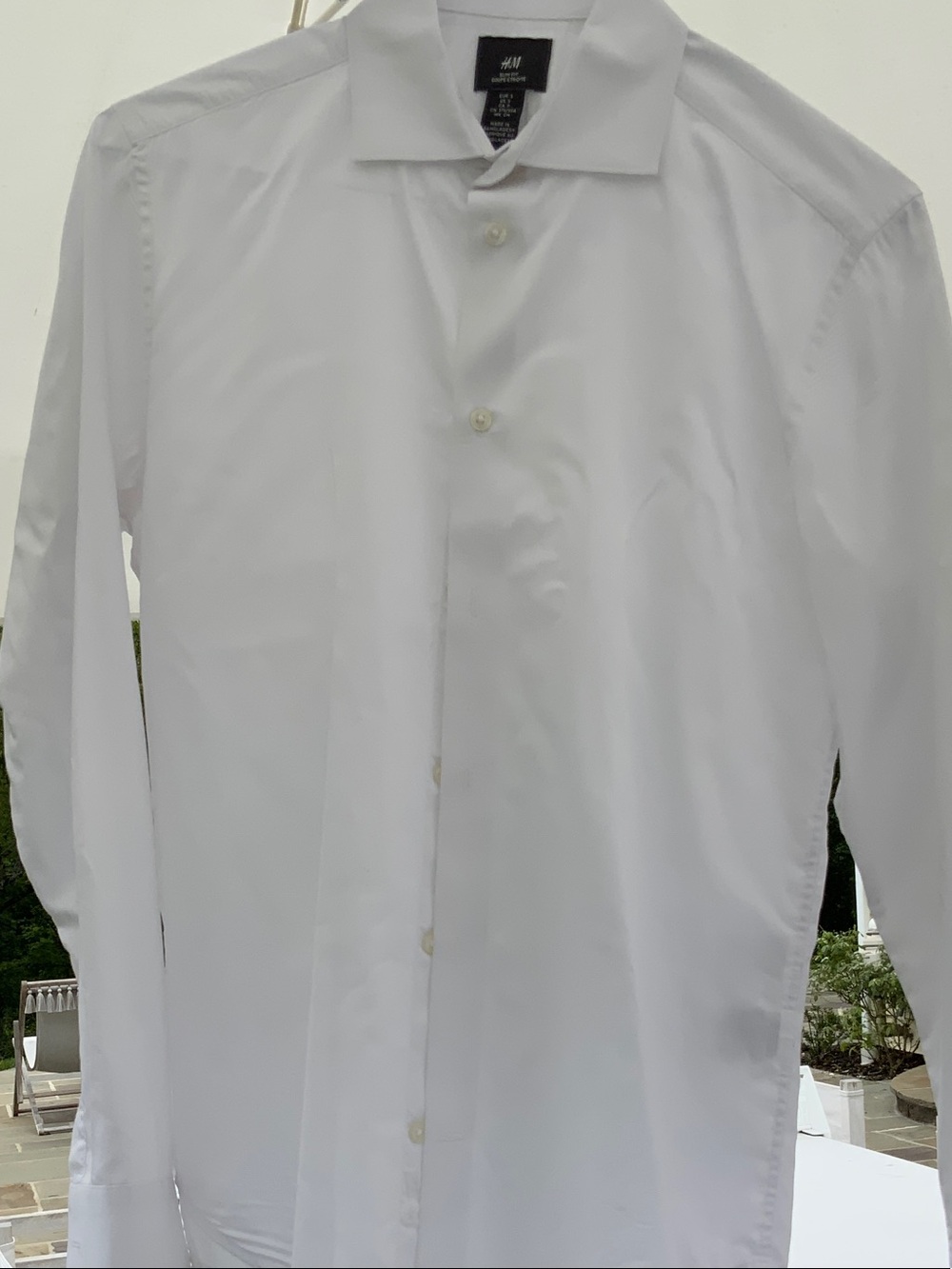 H&M White Long-Sleeve Dress Shirt Small